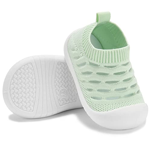 Exegawe Baby Mesh First Walkers Shoes – Toddler Lightweight Breathable Non-Slip Sneakers for Boys Girls(N1 Green, Tag12.5/9-18m)