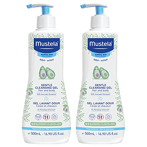Mustela Baby Gentle Cleansing Gel – Baby Hair & Body Wash – with Natural Avocado fortified with Vitamin B5 – Biodegradable Formula & Tear-Free ââ‚¬â€œ 16.90 Fl Oz (Pack of 2)