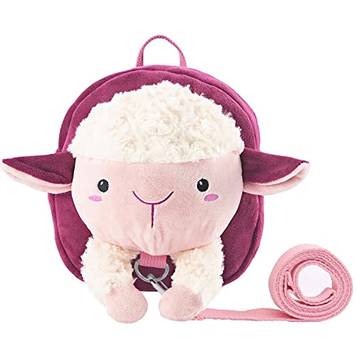 Baby Safety Backpack with Harness, PHEENOWL Mini Cute 3D Cartoon Animal Travel Bag Toddler Harness with Safety Tether,Kids Backpacks with Anti-Lost Leash Reins for Walking Child Boys Girls(Sheep)