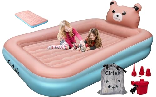 ‎Foldable Toddler air Bed Kids Travel Bed Toddler air Mattress Kids air Bed Toddler Travel Bed Inflatable air Bed Blow up air Bed Inflatable Kids air Mattress (Pink Blue)