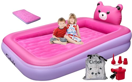 ‎Foldable Toddler air Bed Kids Travel Bed Toddler air Mattress Kids air Bed Toddler Travel Bed Inflatable air Bed Blow up air Bed Inflatable Kids air Mattress (Rose Purple)