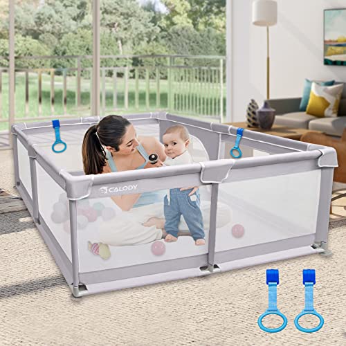 Calody Baby Playpen, 50x50inch Large Baby Playard for Toddlers, Playpen for Babies and Toddlers with Gate, Indoor & Outdoor Toddler Play Pen Activity Center for Babies, Kids, Infant