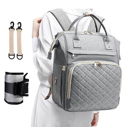 MEGSHI Diaper Bag Backpack, Cute Baby Travel Bag, Multifunctional diaper bags for Mommy Dad Stylish Large Diaper Backpack (Gray)