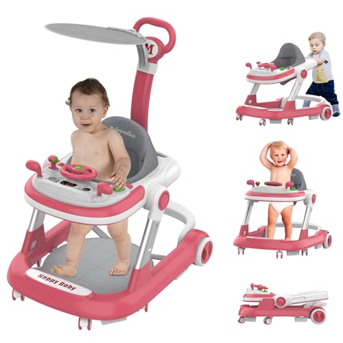 Baby Walkers with Wheel,Infant Walker for Babies with Adjustable Height,Speed & Breathable Seat Cushion, Baby Walkers and Activity Center for Boys Girls,Baby Walker and Bouncer Combo for 7-18 Months