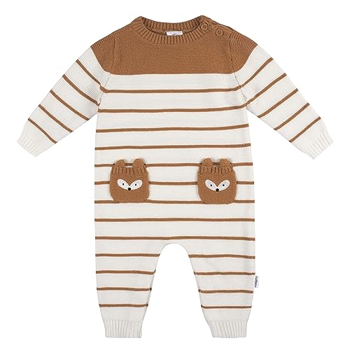 Gerber Baby Boy’s Sweater Knit Romper Jumpsuit, Brown Fox