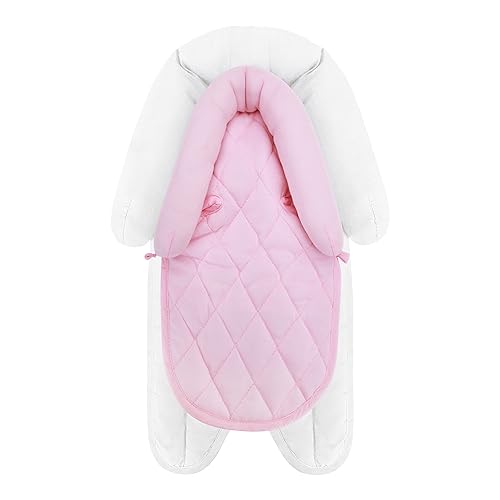 Pro Goleem Car Seat Head Support Infant, Soft Infant Car Seat Insert, 2 in 1 Carseat Head Support for Newborn, Baby Car Seat Cushion, Perfect for Car Seat, Stroller, Swing, Bouncer, Pink and White