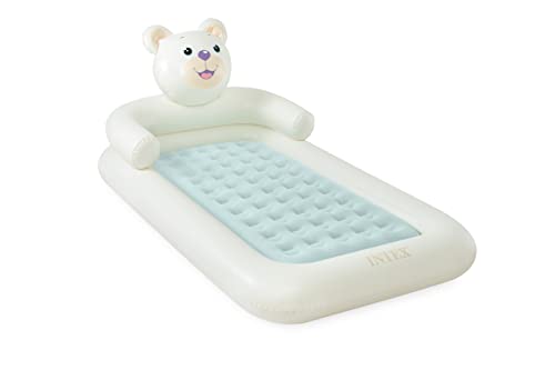 INTEX 66814EP Bear Kidz Inflatable Travel Bed Set: Includes Hand-Pump and Carry Bag – Removable Mattress – Quick Inflation – Indoor Use – 28″ x 52″ x 4″