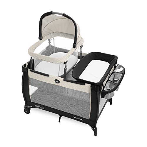 Graco Pack ‘n Play Day2Dream Travel Bassinet Playard Features Portable Bassinet Diaper Changer and More (Lo, Lo, W/Fold Flat Bassinet)