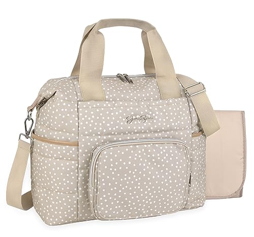 Khaki Crossbody Diaper Bag Tote Purse Set with Changing Pad, Stroller Straps, Wipes Pocket, Insulated Bottle Pockets