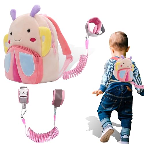 RICHMYC Backpack Leash for Toddlers, Cute 3D Toddler Harness Backpack 4 in 1 with Anti Lost Wrist Link, Child Harnesses Leashes for 2-5 Years Old Baby Boys Girls (Butterflie)