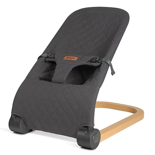 Jimglo Baby Bouncer, Portable Infant Bouncer Seat for Babies, Newborn Bouncy with Cotton, Foldable, Anthracite