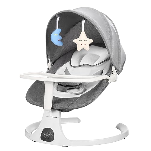 Baby Swing for Newborn,Portable Baby Swings for Infants to Toddler with Remote Control for Outdoor and Indoor(Gray)