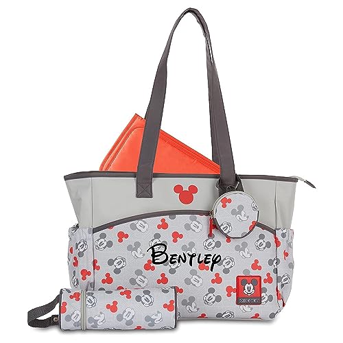 Diaper Bag – Personalized Mickey Mouse – Officially Licensed – Mouse Ears Multi Pocket Diaper Bag Baby Gift Set