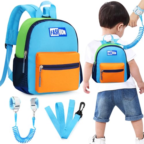 Accmor Toddler Harness Backpack Leash, Colored Baby Backpacks with Anti Lost Wrist Link, Cute Mini Child Harness Leash for Walking, Keep Kids Close Back Pack Rope Tether Rein for Boys Girls