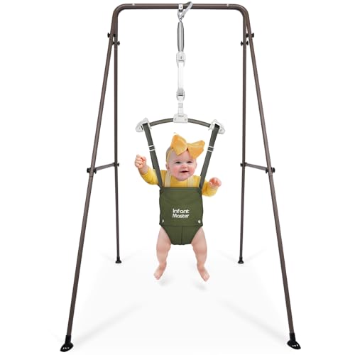 Infant Master Baby Jumper, Stand for Jumper and Bouncers w/Adjustable Seat Bag, Sturdy Frame Structure for Baby Bouncing & Swing Jumper w/Steel Spring, Wise Gift Choice for Infant & Toddler, Green