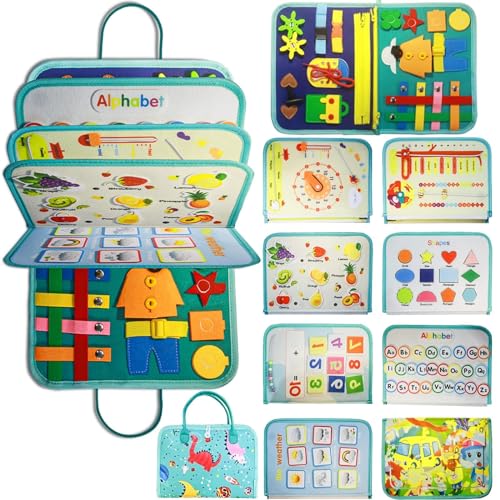 woekwo Busy Board for Toddlers 2-4, Busy Book for Kids 1-3 Year Old, 35 in1 Preschool Educational Activity Sensory Board, Boy Girl Sensory Board for Learning Fine Motor Skills Quiet Book Travel Toys