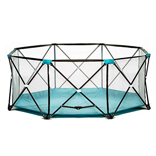 Regalo My Play Deluxe Extra Large Portable Play Yard Indoor and Outdoor, Award Winning Brand, Lightweight and Foldable, Water Resistant, Bonus Kit, Teal, 8-Panel