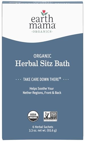 Earth Mama Organic Herbal Sitz Bath | Pregnancy & Postpartum Care, Soothing Sitz Bath for Hemorrhoids Recovery with Witch Hazel, & Calendula, 6-Count