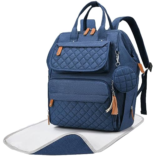 cute amigos Baby Diaper Bag Backpack – Waterproof Diaper Bag with Changing Pad, Pacifier Case, Bottle holder & Stroller Straps, Multifunctional Diaper Bag (Explorer-Bondi Blue)