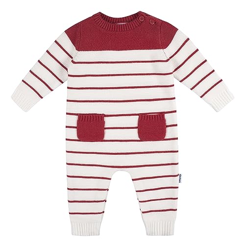 Gerber Baby Boys’ Sweater Knit Romper Jumpsuit, Red & White, 3-6 Months