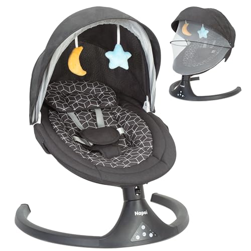 Napei Baby Swings for Infants, Bluetooth Baby Swing and Bouncer with 5 Swing Speed, Remote Control, and 10 Preset Lullabies, 5-22 lb, 0-9 Month