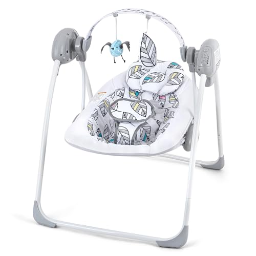 Baby Swings,Portable Baby Swing for Infant, Compact-Fold Early Bird Infant Swing with Adaptable Speed, Music,Timing,Baby Swing for Babies 0-6 Months 6-20 lbs Indoor & Outdoor Use White