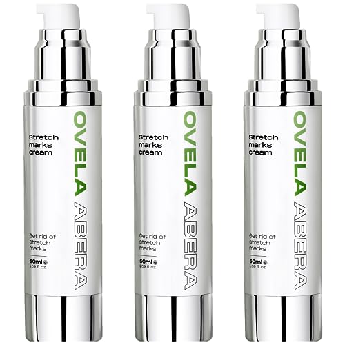 Abera Ovela Maternity Stretch Mark Cream for Pregnancy and Weight Fluctuations, Stretch Mark Treatment Pregnancy Must Haves, Deep Stretch Mark Removal, All Skin Types, 1.69 fl oz, Set of 3