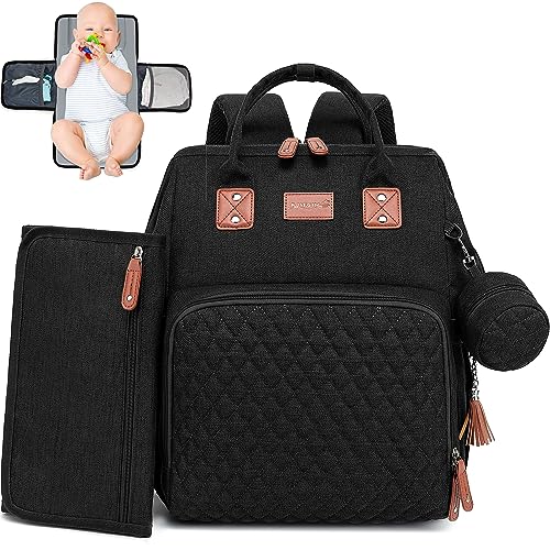 ROSEGIN Baby Bag for Girl Boy – Diaper Bag Backpack with Changing Pad, Pacifier Case, Diaper Backpack for Toddler, Travel Cute Diaper Bag for Mom Dad, 30L Large Capacity, Black