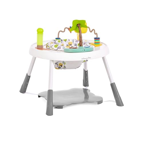 Dream On Me Curio Sit N Seek Baby Activity Center in Lime, 2 in 1 Activity Center and Play Table with 3 Detachable Toys and Music, 3 Level Height Adjustable Positions Activity Center for Baby
