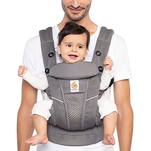 Ergobaby All Carry Positions Breathable Mesh Baby Carrier with Enhanced Lumbar Support & Airflow (7-45 Lb), Omni Breeze, Graphite Grey