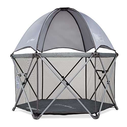 Baby Delight Go with Me Eclipse Deluxe Portable Playard | Playpen | Sun Canopy | Indoor and Outdoor | Elephant Grey