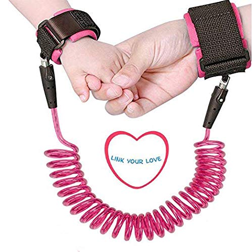 Onwon Anti Lost Safety Wrist Link Child Safety Harness Strap Rope Leash Walking Hand Belt Band Wristband(1.5m Pink)