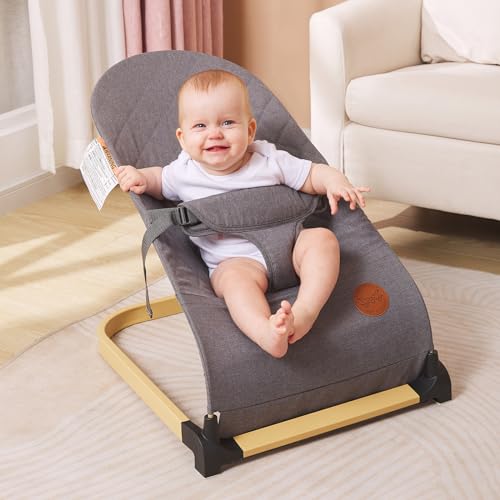 Familypoint Baby Bouncer, Portable Baby Bouncer Seat, Baby Bocuncer Chair with Ergonomic Design, Bouncer for Babies 0-12 Months(Grey)