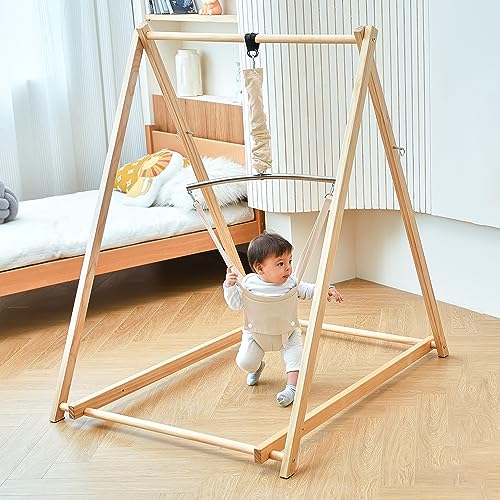 Avenlur Tulip Baby Bouncer – Foldable Baby Jumper with Stand – Self Standing Baby Bouncer and Swing Set for Children 6 Months to 3 Years – Baby Bouncer Seat (Beige)