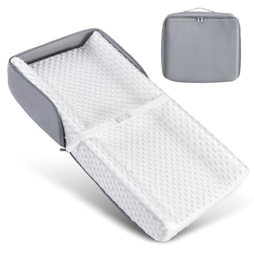 Portable Baby Diaper Changing Pad with Soft Cover & Handle, Waterproof Lining Foam Contoured Changing Table Pad for Dresser, Prefect Gift for Travel Outdoor (32”×16”)