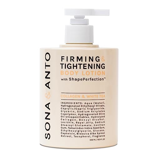 Sona & Anto Skin Firming and Tightening Lotion with ShapePerfection | Anti Cellulite & Moisturizing Body Lotion | Shrinks Fat Cells to Tighten Loose Belly Skin | Collagen & White Tea | MADE IN FRANCE