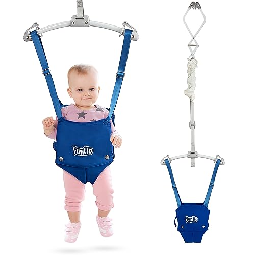 FUNLIO Baby Door Jumper for 6-24 Months (with Door Clamp), Baby Jumper Doorway with Strong Spring & Adjustable Strap, Portable Infant Door Bouncer, Easy to Assemble, Bearing 40 Lbs, CPC & CE Certified