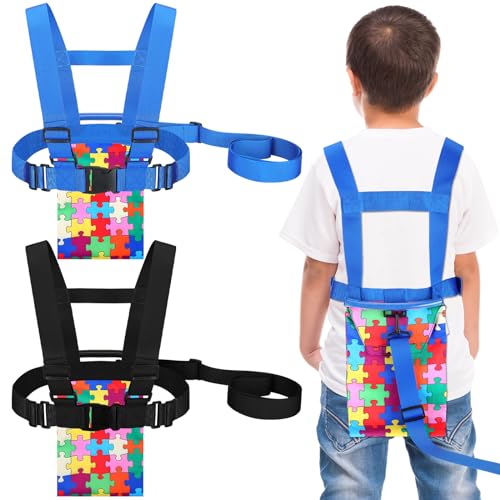 Kanayu 2 Pcs Walking Harness for Older Children with Quick Grab Handle, Adjustable Tether and Pouch Leash Harness Strap Teens Safety Harness for Autism ADHD Travel Special Needs Child Kids