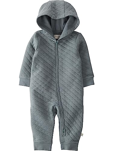 little planet by carter’s Quilted Double Knit Hooded Jumpsuit, Slate Solid, NB