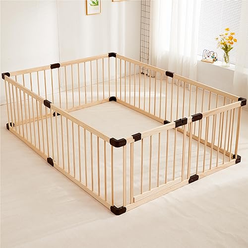 Baby Playpen Play Fence Yards Wooden,Playpen Play Pens for Babies and Toddlers,Toddler Playpen,Large Baby Playpen Wooden (55×78×24 inches)