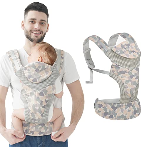 Ocanoiy Baby Wrap Carrier Adjustable Baby Carrier for Toddler with Lumbar Support (7-45 Pounds) 3D Mesh Breathable Baby Holder Carrier for Toddler Infant (New Camouflage)