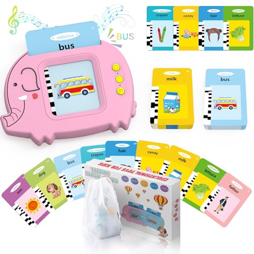 Qrivimue Toddler Toys Talking Flash Cards for Age 2 3 4 5 6 Boys Girls, 224 Sight Words w/Sound Effect Learning Montessori for Autism Sensory Therapy, Kids Gifts Smart Educational Preschool Fun Set