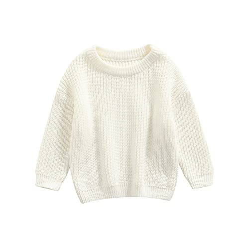 Infant Toddler Baby Girl Boy Knit Sweater Pullover Sweatshirt Warm Long Sleeve Shirt Tops Knitted Fall Winter Clothes (White, 3-4T)