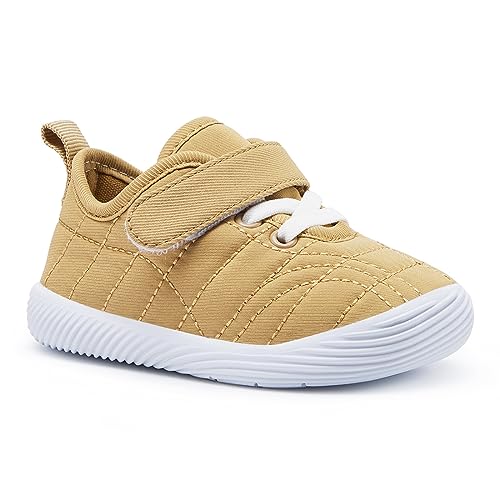 BMCiTYBM Baby Shoes Boy Girl Walking Sneakers Infant First Walkers for 6 9 12 18 24 Months Khaki Size 12-18 Months Infant