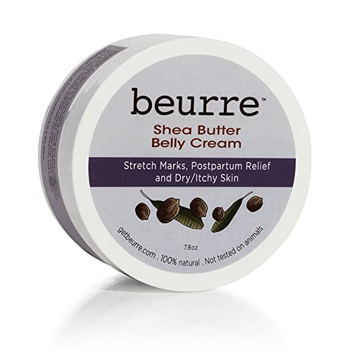 Beurre Shea Butter Belly Cream Pregnancy Lotion for Stretch Marks and Dry Skin, Vegan Skin Care, Light, Non-greasy| 7.8 oz.
