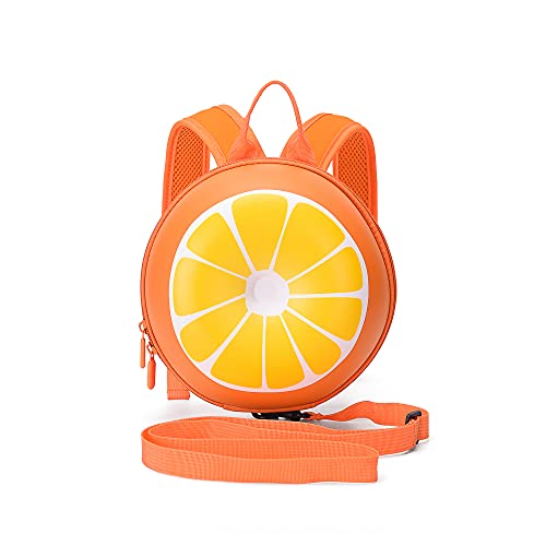 Kids happy Toddler Backpack with Leash,Child Safety Harness Backpack,Kids Backpack Harness Leash,Toddler Waterproof Backpack with Leash, Fruit Pattern,for Age 1-10 Years (Orange), 9x9x4 inch (LT010)