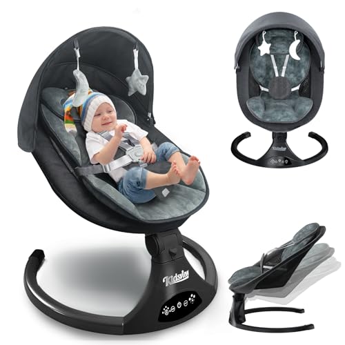 Baby Swing for Infants,Portable Baby Swing,Electric Bluetooth Baby Swing Seat for Infants, Baby Swing for Baies 0-9 Months with Remote Control Music(Black)