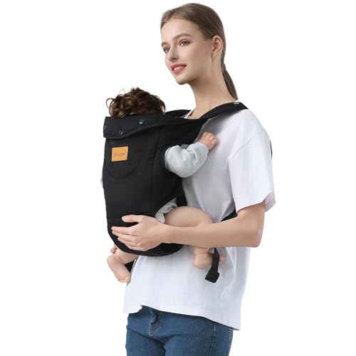 Shiaon Baby Carrier Newborn to Toddler, Cozy Baby Wrap Carrier(7-30lbs), Easily Adjustable Toddler Carrier, Lightweight Baby Holder Carrier, Black