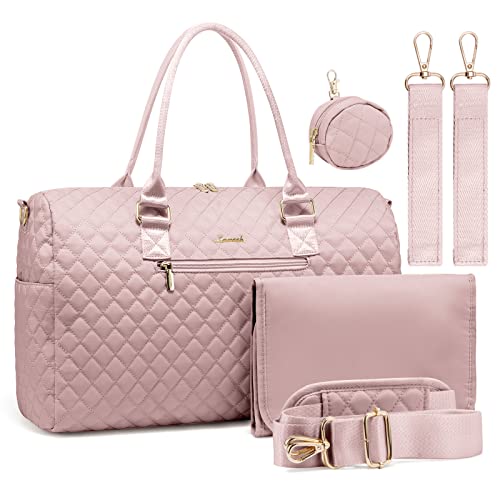 LOVEVOOK Diaper Bag Tote with Pacifier Case and Changing Pad, Large Capacity Mommy Bag for Hospital and Weekender Travel, Functional Baby Bag Newborn Baby Essential, Pink