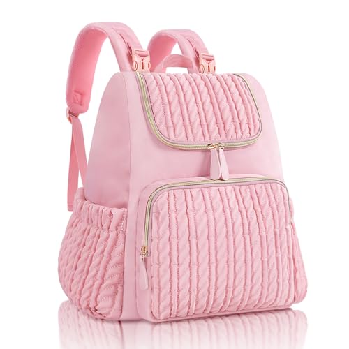 AIMSEAL Diaper Bag Backpack with Changing Pad, Stroller Buckles, Insulated Bottle Pockets & Padded Straps, Pink Travel Diaper Bags for Mom Boy Girl, Waterproof, Lightweight, Baby Gift Registry